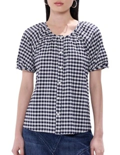 Prophecy Gingham Top in Ink/White
