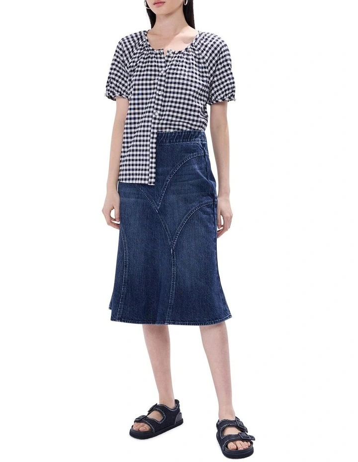 Prophecy Gingham Top in Ink/White image 2