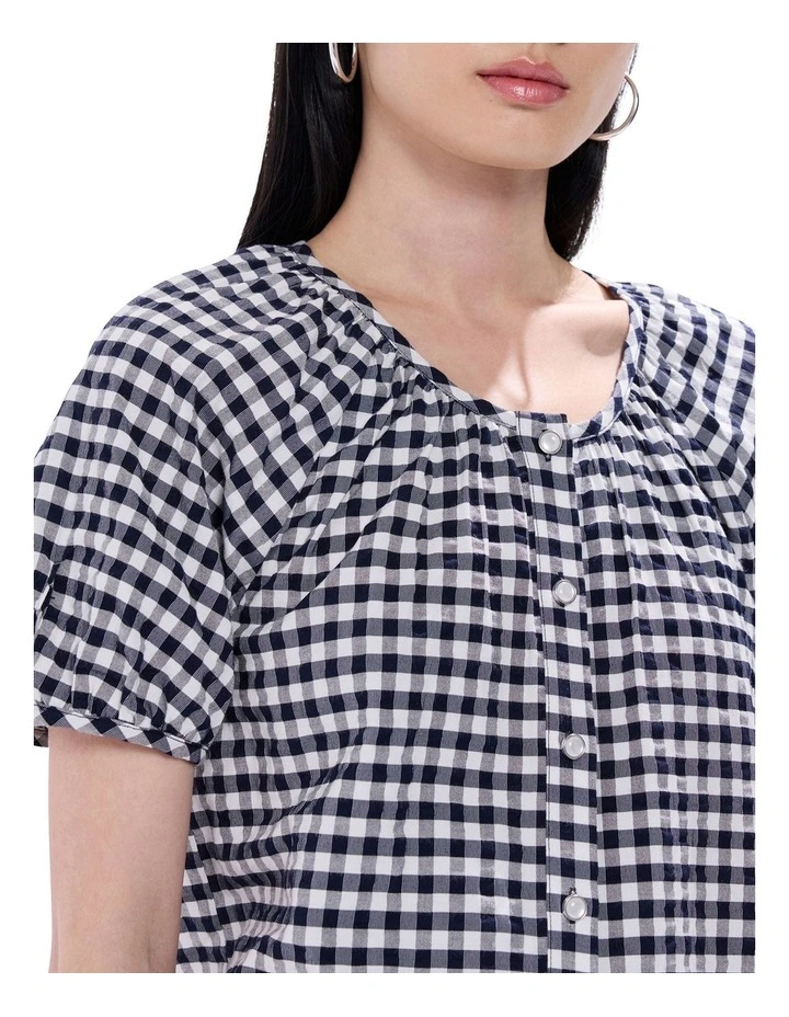 Prophecy Gingham Top in Ink/White image 3