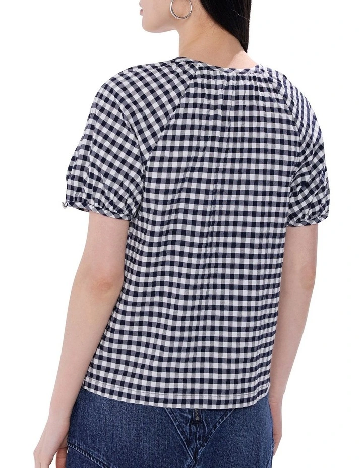Prophecy Gingham Top in Ink/White image 4
