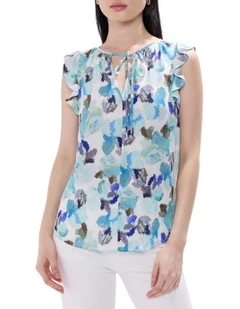 Touch Of Rain Top in Teal Multi