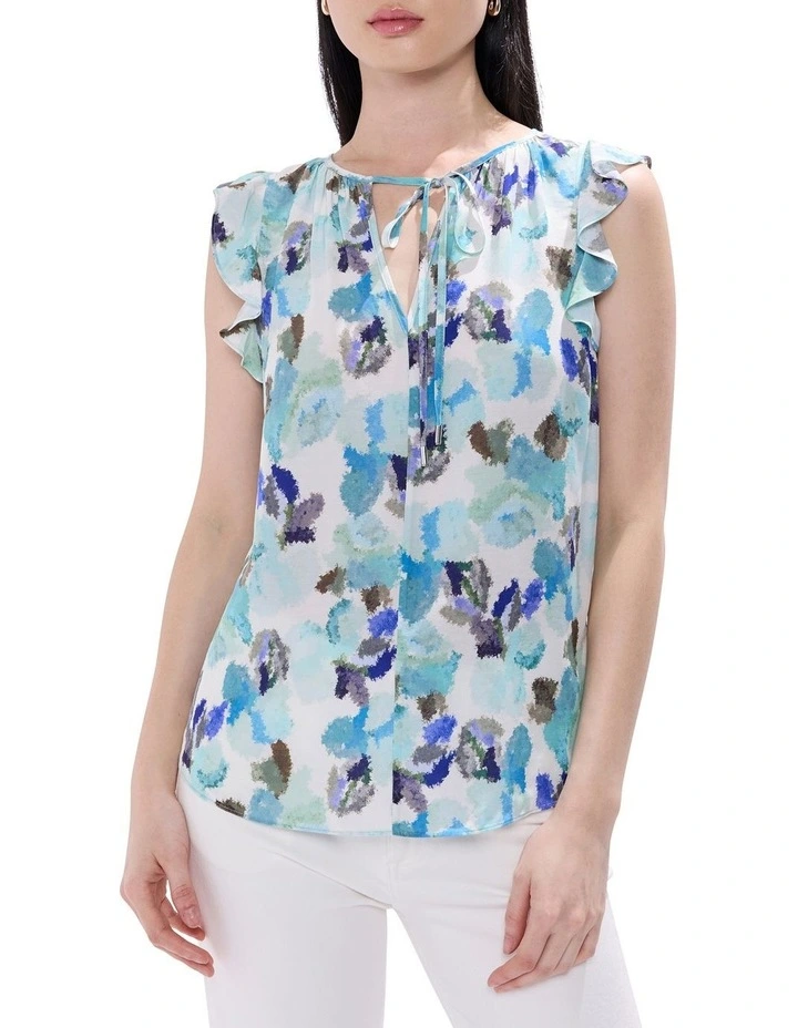 Touch Of Rain Top in Teal Multi image 1