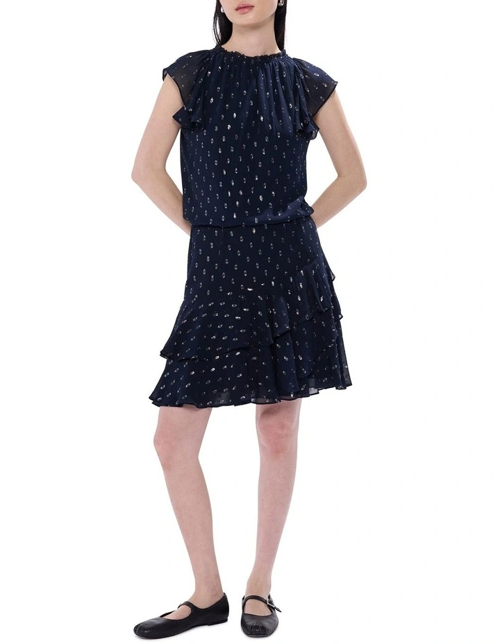 The Goddess Clip Spot Top in Navy Multi image 2