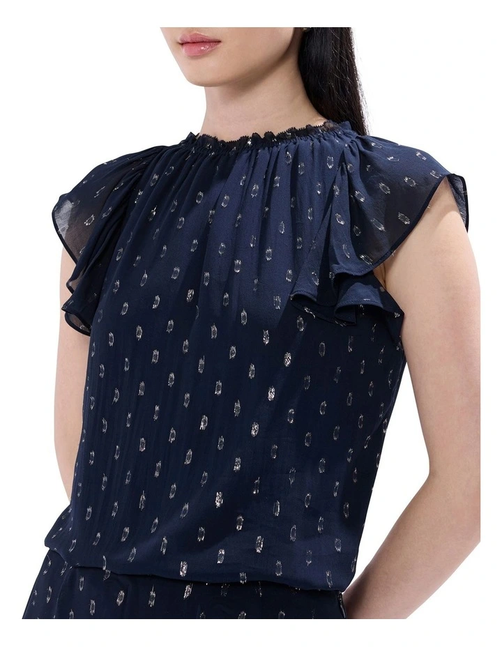 The Goddess Clip Spot Top in Navy Multi image 3