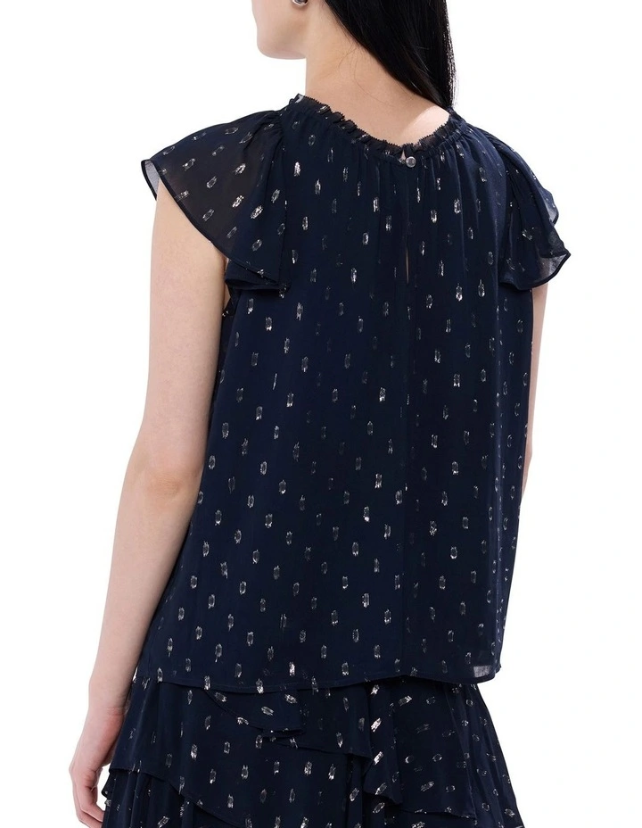 The Goddess Clip Spot Top in Navy Multi image 4