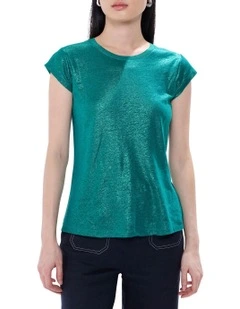 As Love Glows Foil Linen Tee in Teal