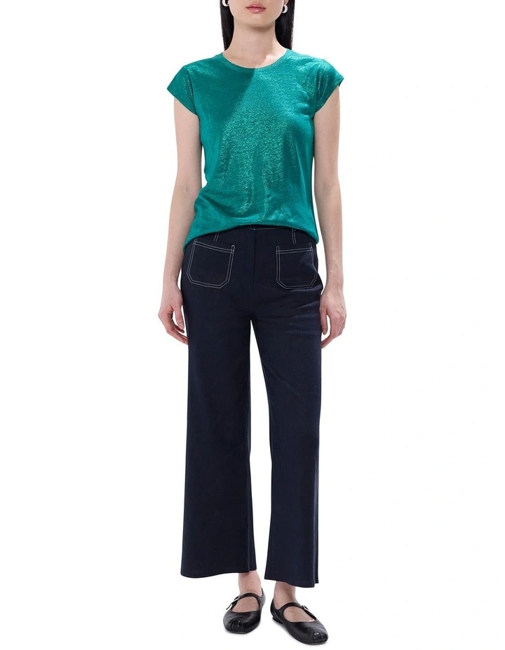 As Love Glows Foil Linen Tee in Teal image 2