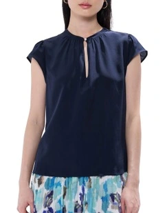 Athene Silk Front Top in Deep Sapphire