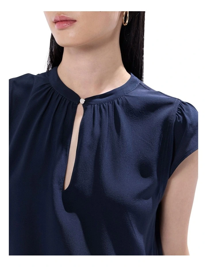 Athene Silk Front Top in Deep Sapphire image 3