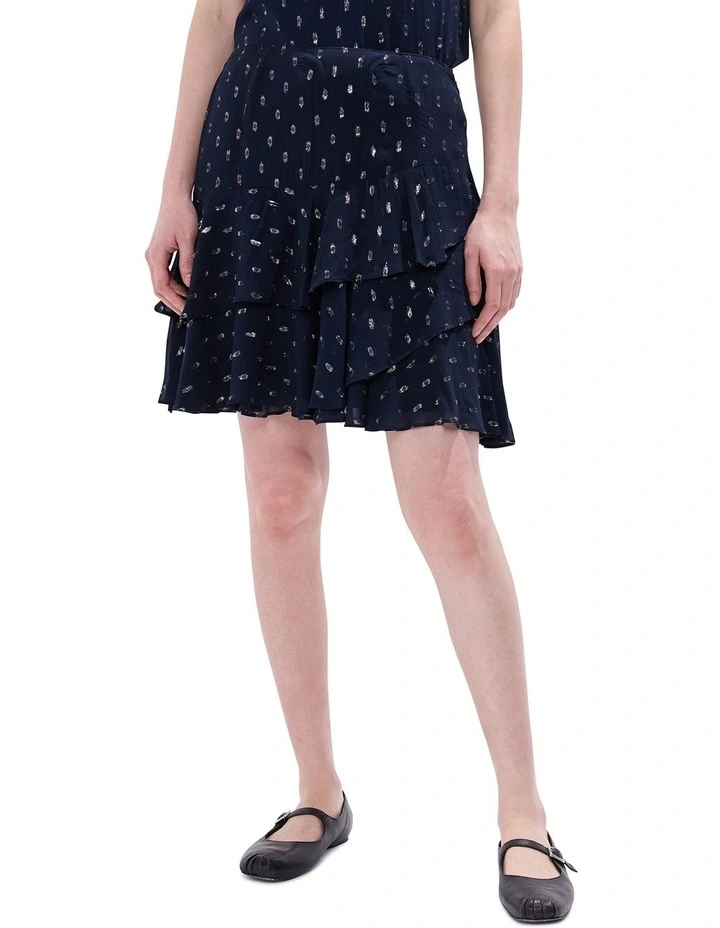 The Goddess Clip Spot Skirt in Navy Multi image 2