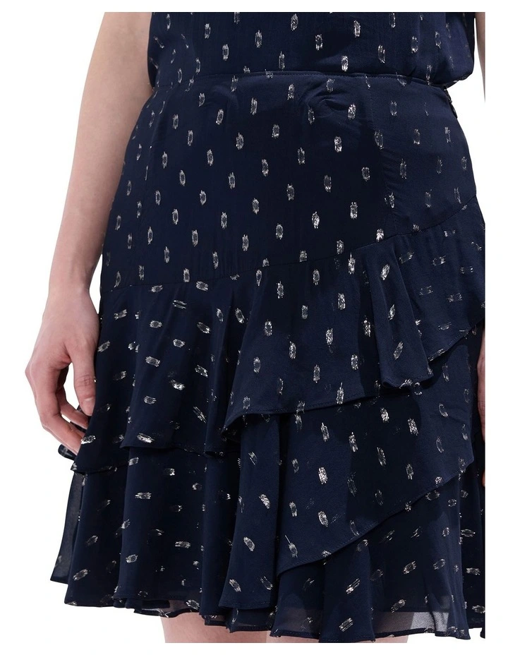 The Goddess Clip Spot Skirt in Navy Multi image 3