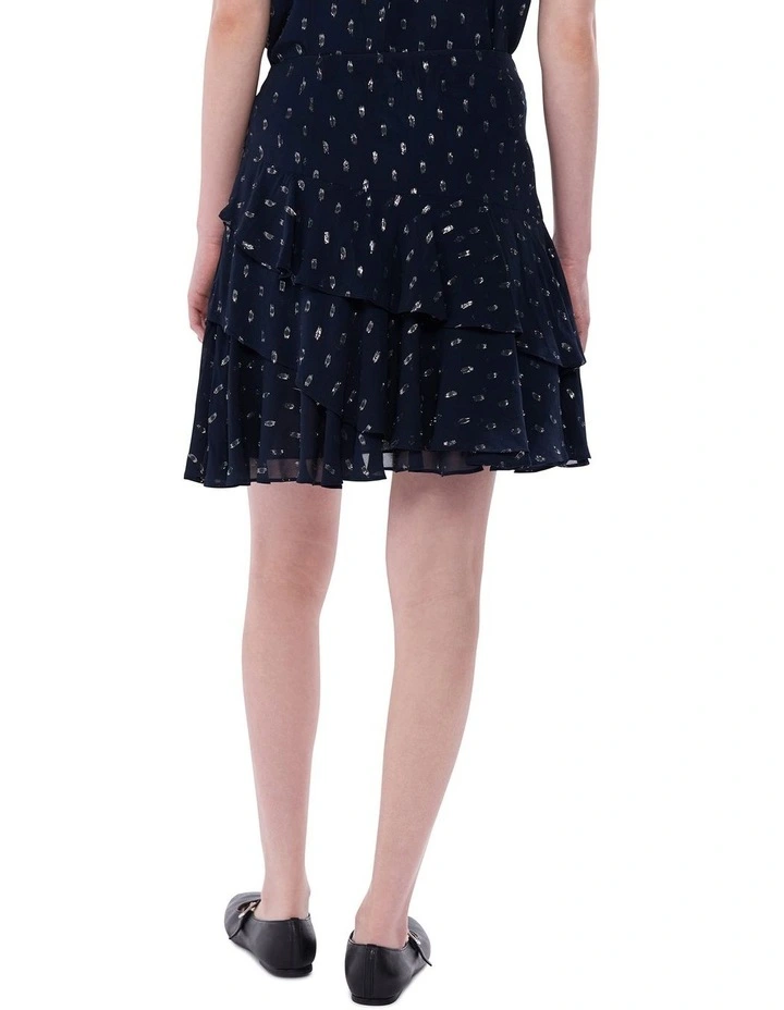 The Goddess Clip Spot Skirt in Navy Multi image 4
