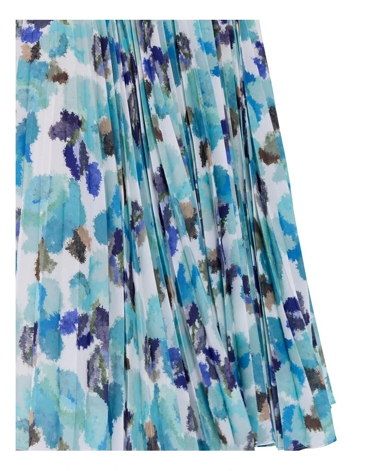 Touch Of Rain Pleated Skirt in Teal Multi image 3