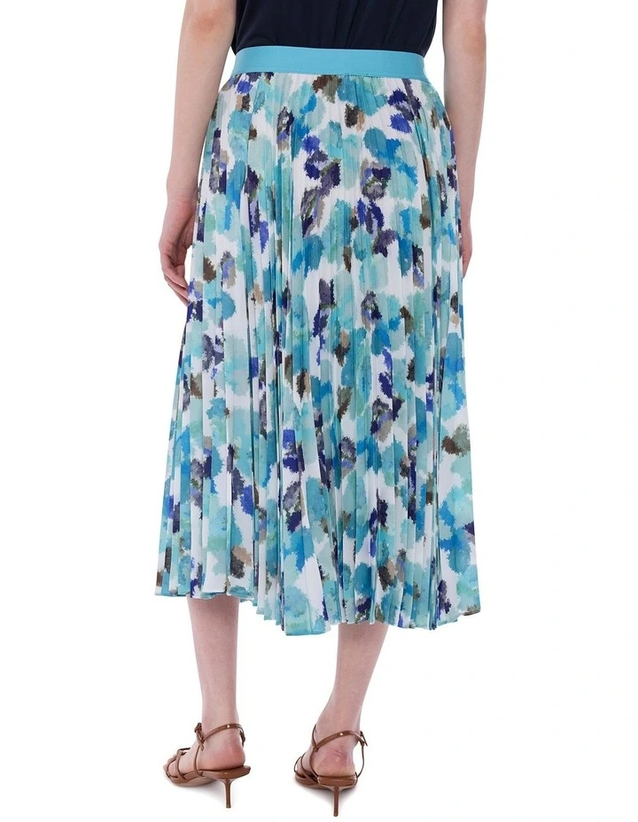Touch Of Rain Pleated Skirt in Teal Multi image 4