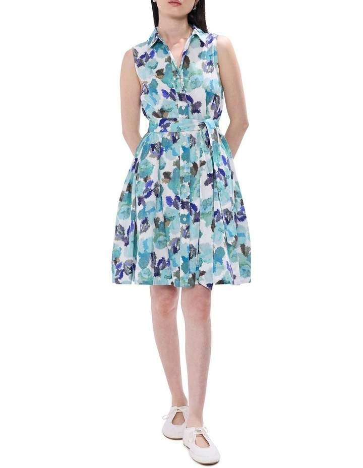 Touch Of Rain Shirt Dress in Teal Multi image 1
