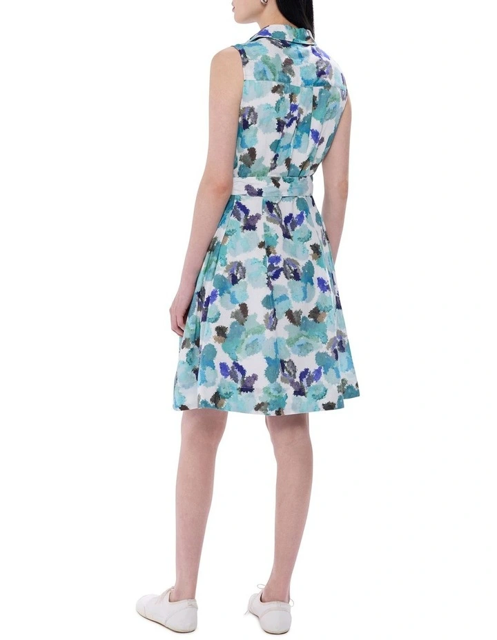 Touch Of Rain Shirt Dress in Teal Multi image 2