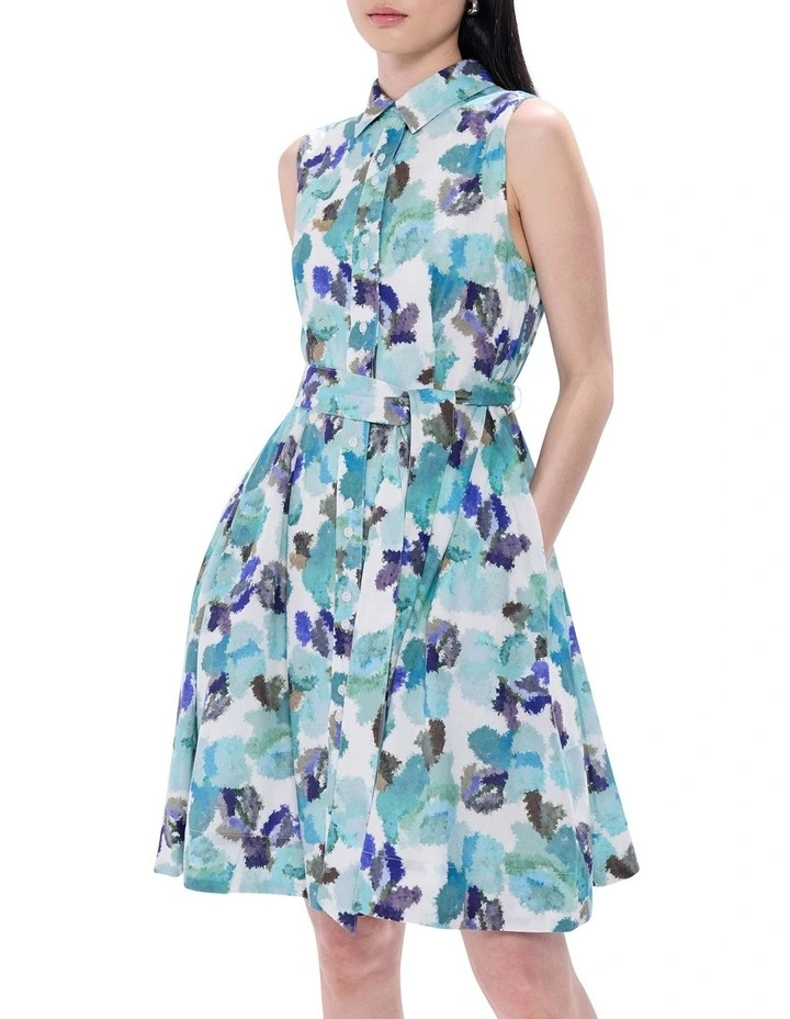 Touch Of Rain Shirt Dress in Teal Multi image 3