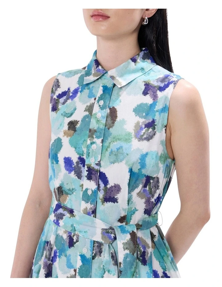 Touch Of Rain Shirt Dress in Teal Multi image 4