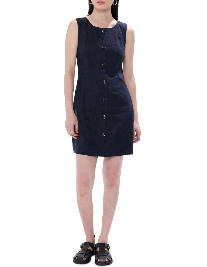 Tunnel Of Love Linen Mix Dress in Deep Sapphire image 1