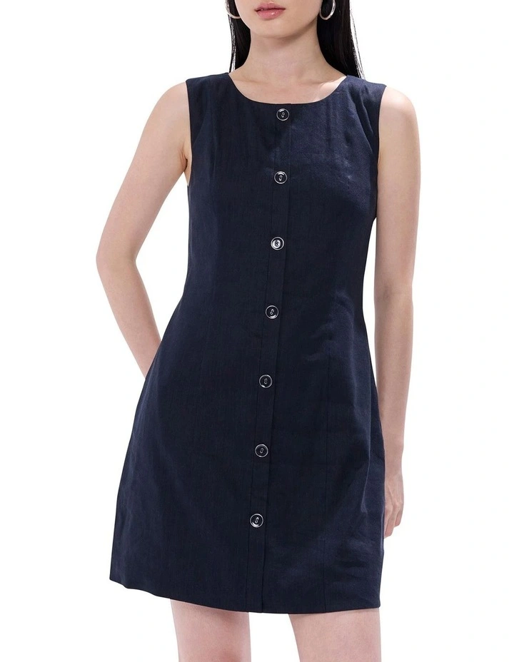 Tunnel Of Love Linen Mix Dress in Deep Sapphire image 2