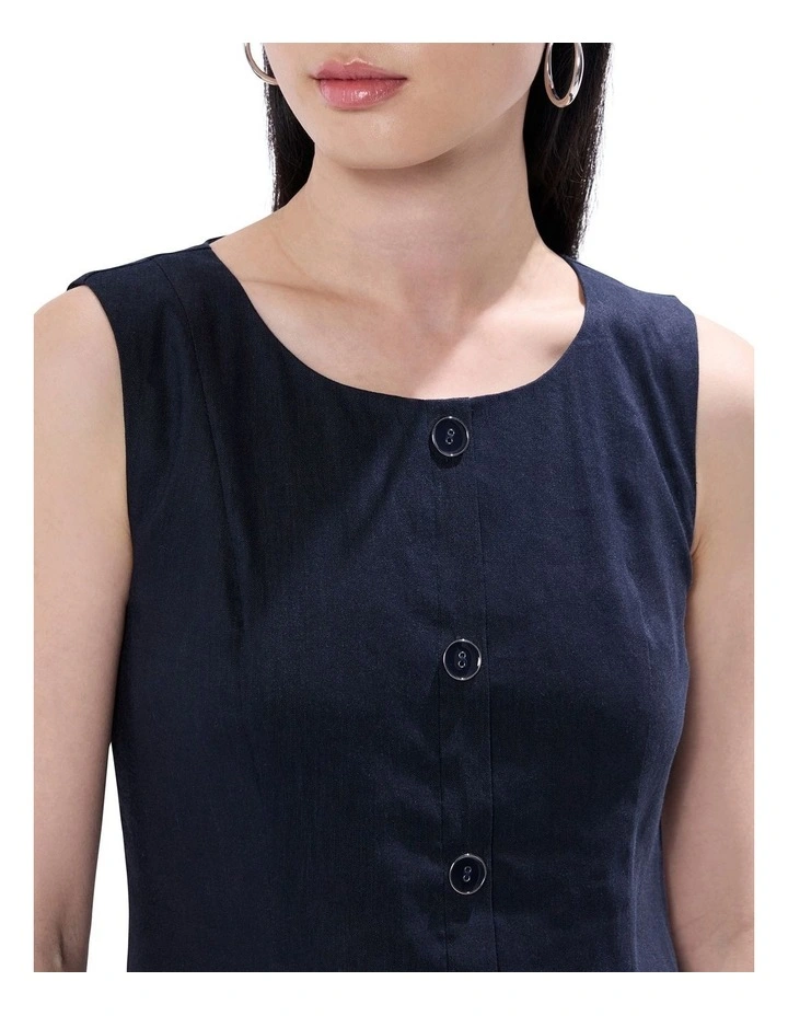 Tunnel Of Love Linen Mix Dress in Deep Sapphire image 3