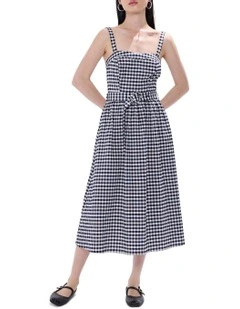 Prophecy Gingham Midi Dress in Ink/White