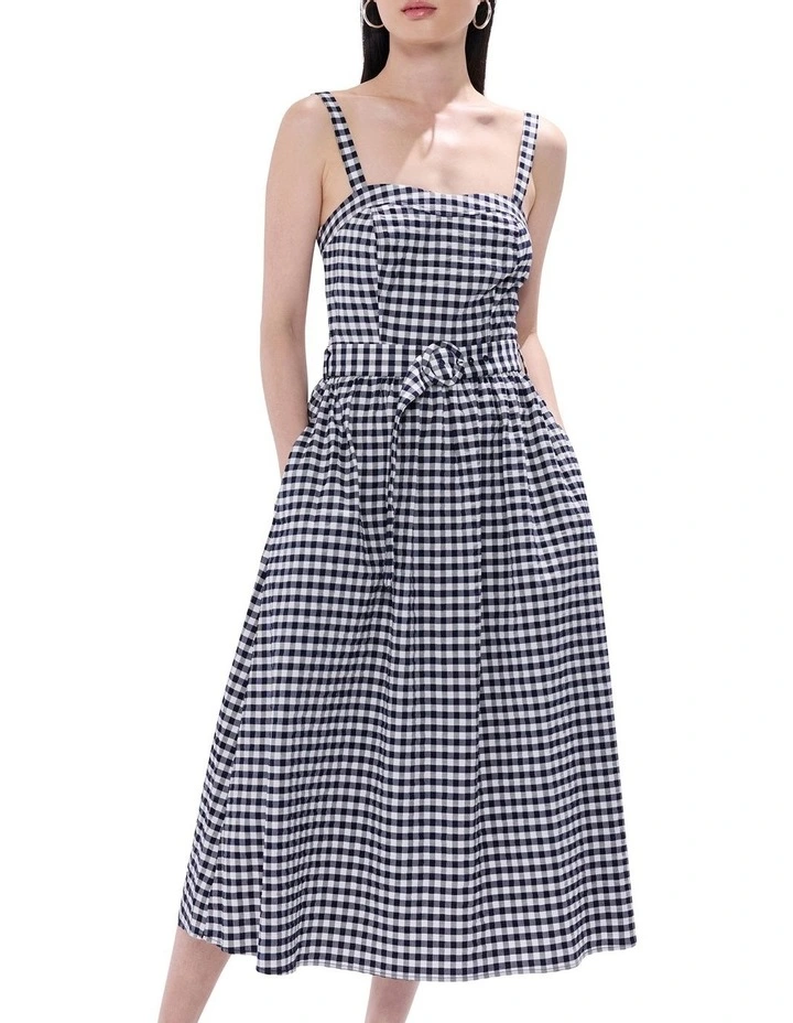 Prophecy Gingham Midi Dress in Ink/White image 2