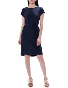Athene Silk Front Dress in Deep Sapphire