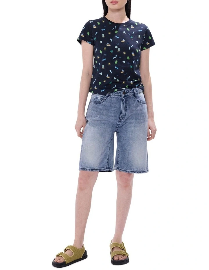 Fanta-sea Island Cotton Tee in Navy Multi image 2