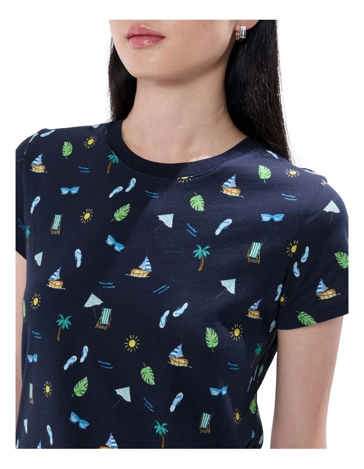 Fanta-sea Island Cotton Tee in Navy Multi image 3