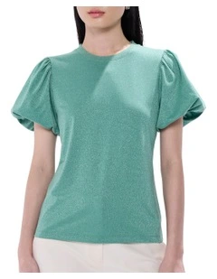 Hera Metallic Top in Misty Jade