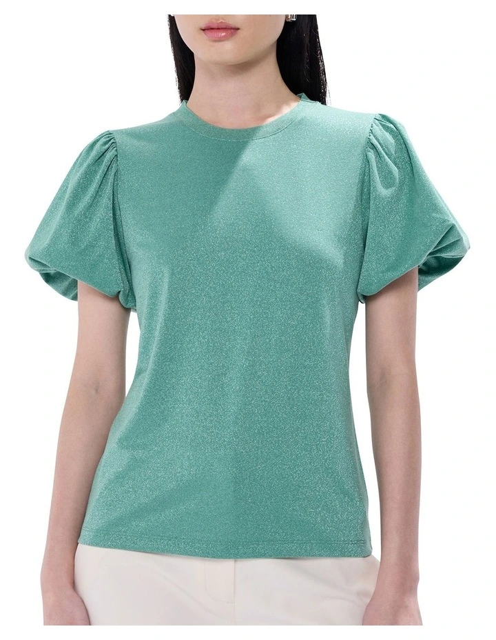 Hera Metallic Top in Misty Jade image 1