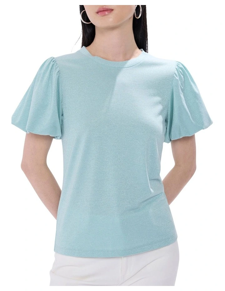 Hera Metallic Top in Dusty Blue image 1