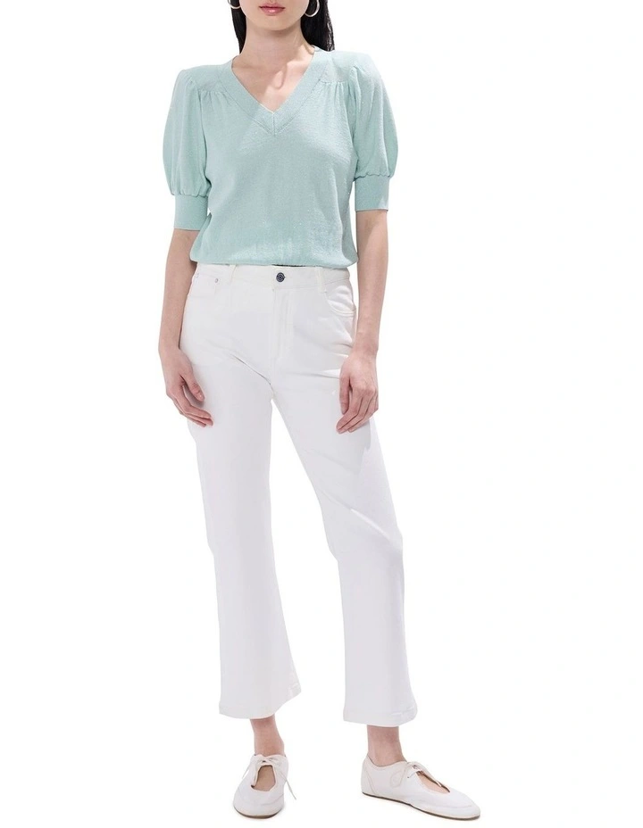 Bianca V Neck Shimmer Knit in Misty Jade image 2