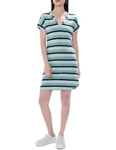 Clarisse Cotton Stripe Dress in Green