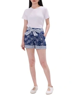 Jackson Linen Short in Blue Multi