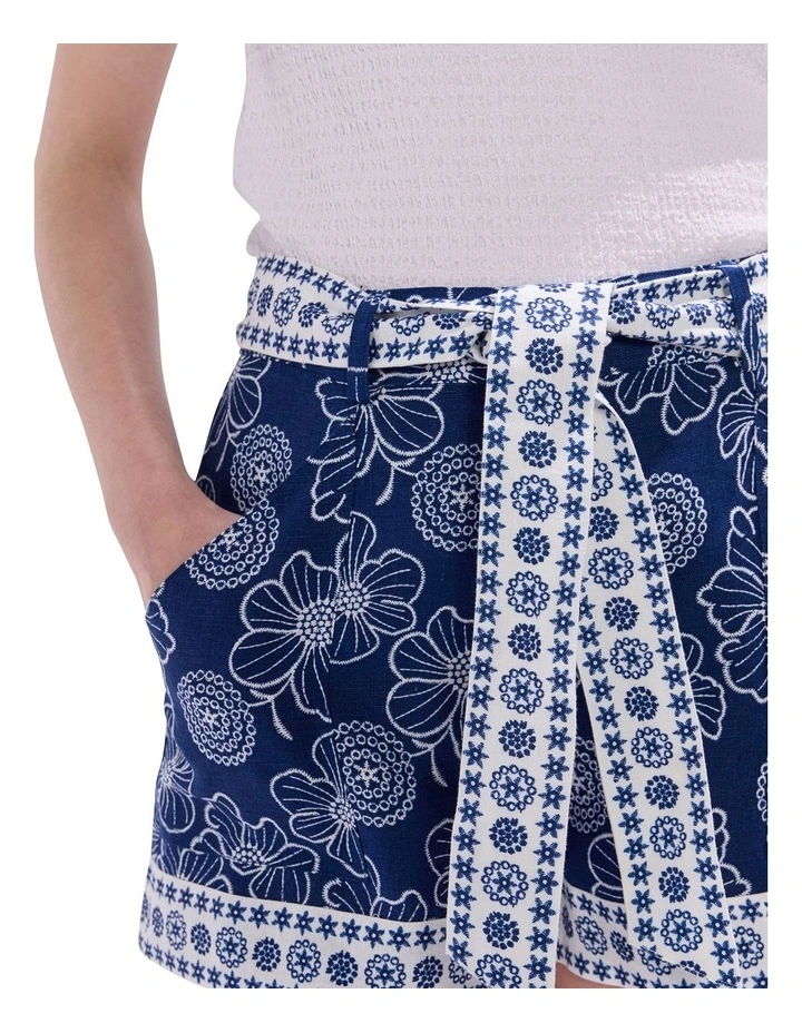 Jackson Linen Short in Blue Multi image 3