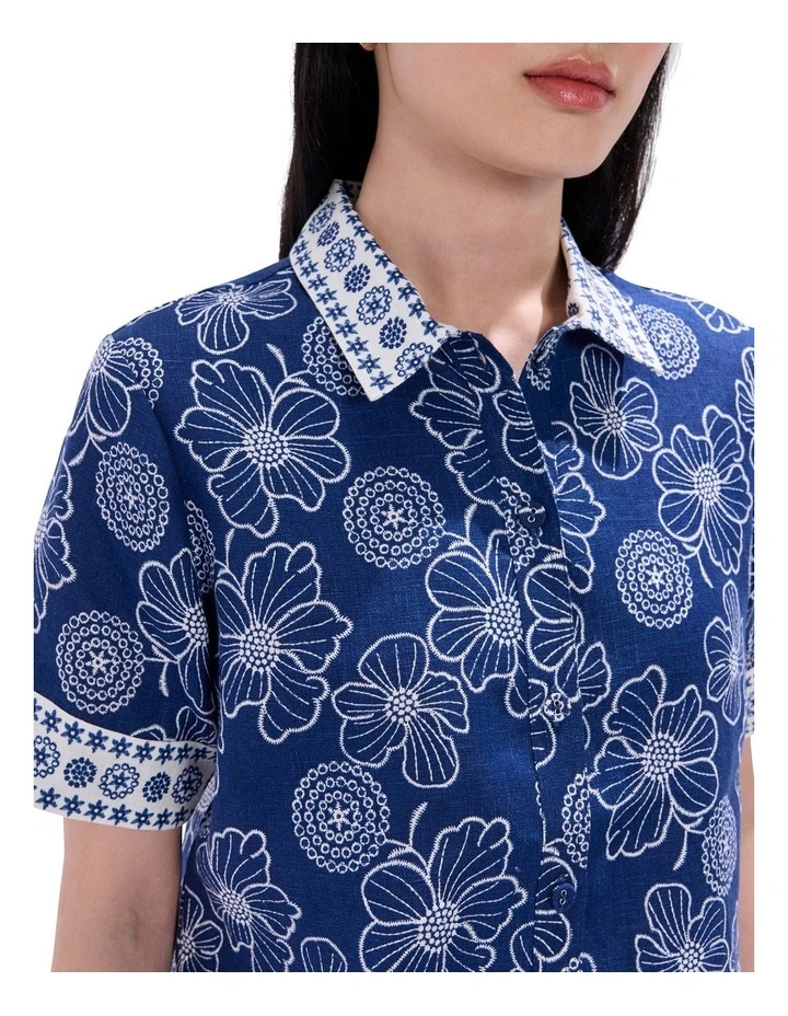 Jackson Linen Shirt in Blue Multi image 3