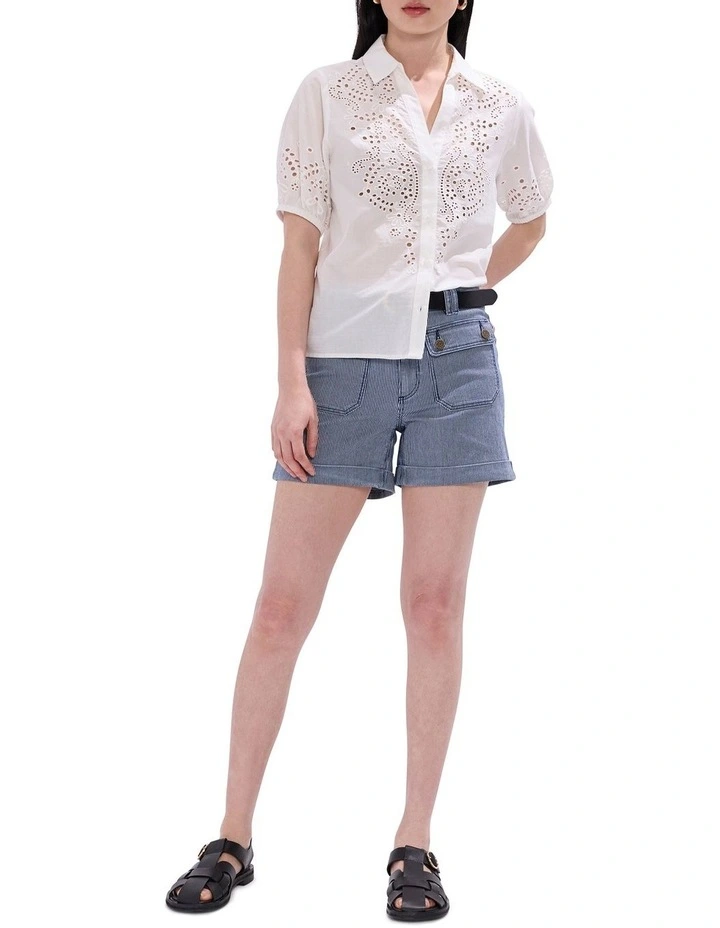 Medusa Lace Trim Shirt in Ivory image 2