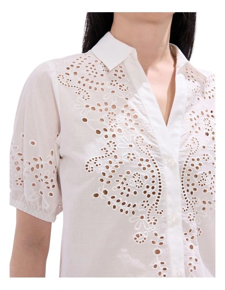 Medusa Lace Trim Shirt in Ivory image 3