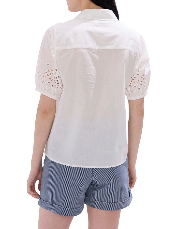 Medusa Lace Trim Shirt in Ivory image 4