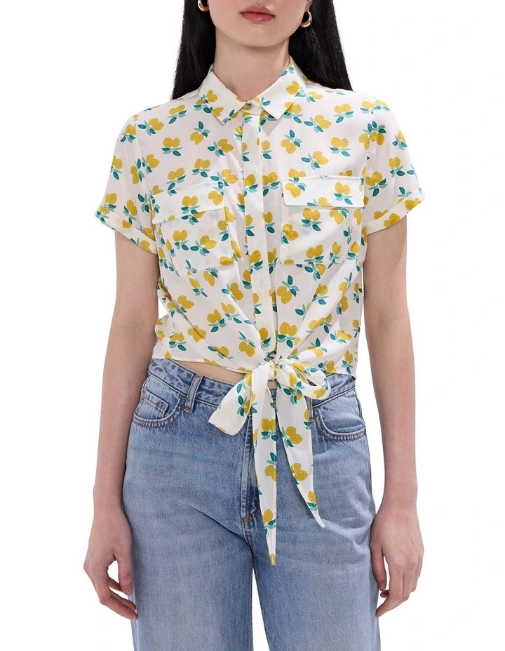 Peeling Pressure Silk Shirt in Ivory Multi image 1