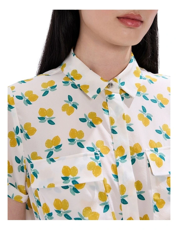 Peeling Pressure Silk Shirt in Ivory Multi image 3