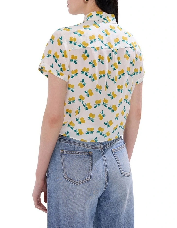 Peeling Pressure Silk Shirt in Ivory Multi image 4