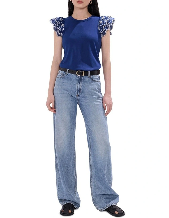 Rhea Ruffle Tank in Sailor Blue image 2