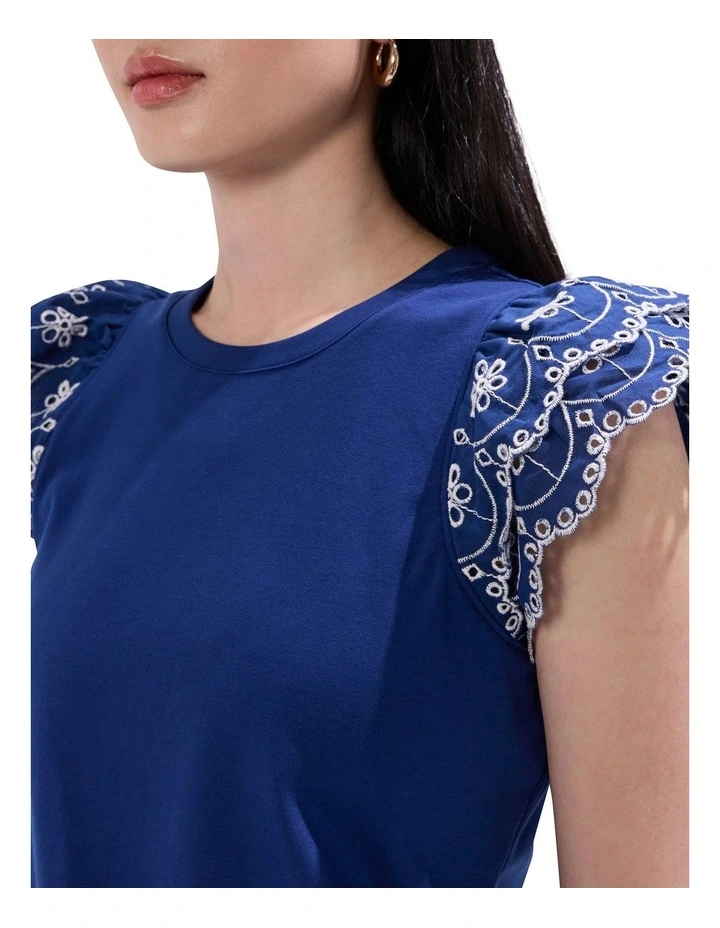 Rhea Ruffle Tank in Sailor Blue image 3