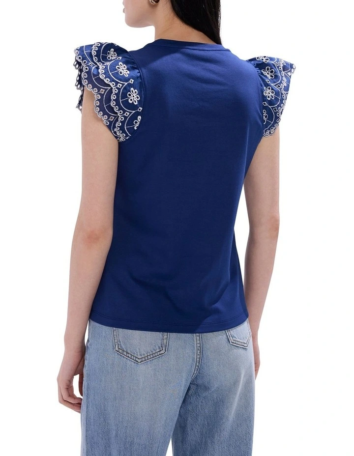 Rhea Ruffle Tank in Sailor Blue image 4