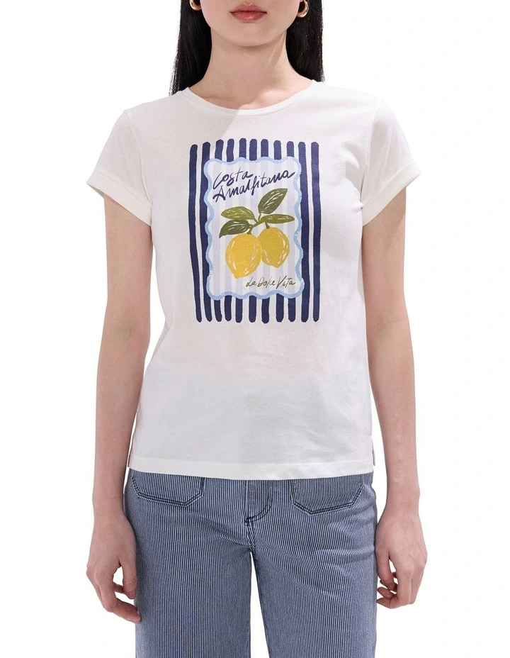 Peeling Pressure Tee in Ivory Multi image 1