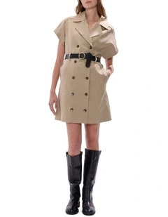 Manon Trench Dress in Sesame Brown