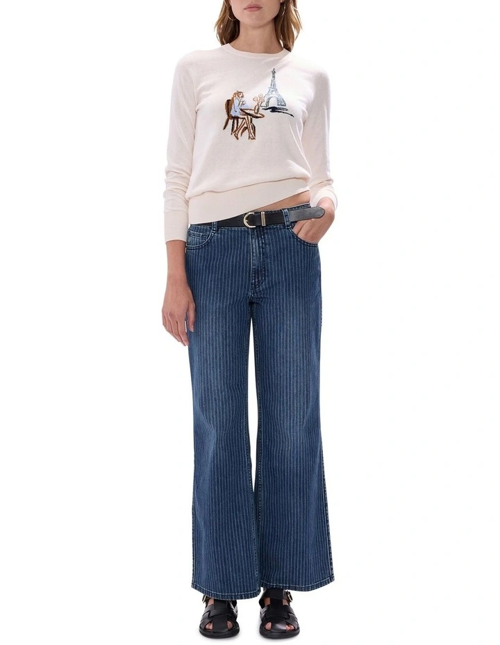 Molly Pinstripe Jean in Blue Stripe image 1